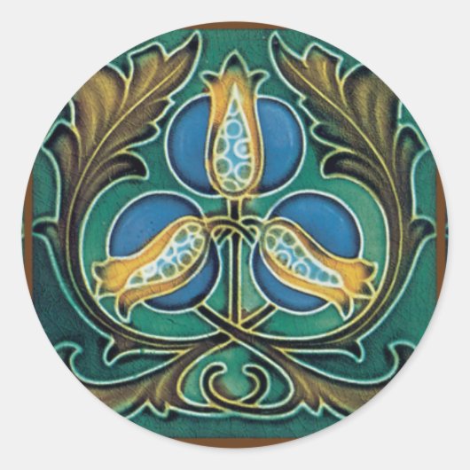 Blue Pomegranate Majolica Art Ronde Sticker (Voorkant)
