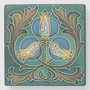 Blue Pomegranate Rustic Faux-Majolica Stenen Onderzetter