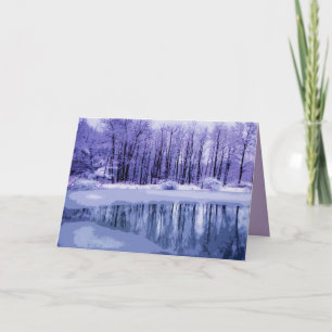 Blue Pond Winter Solstice Card Feestdagen Kaart