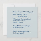 Blue Pony Child Birthday Party Invitation Kaart (Achterkant)