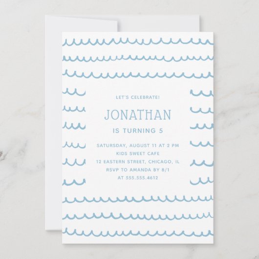 Blue Pool & Beach Party | Nautical Kids Verjaardag Kaart (Voorkant)