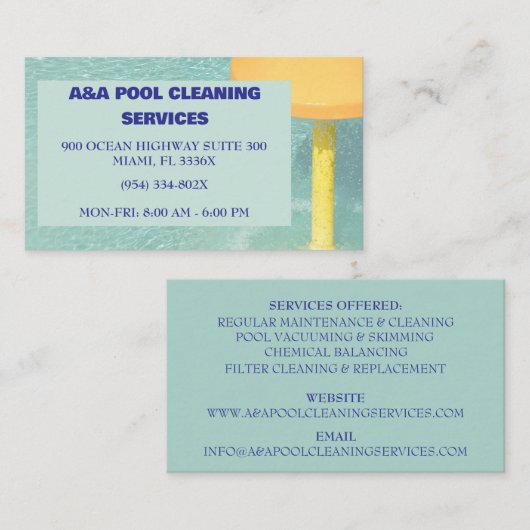 Blue Pool-onderhoud Visitekaartje (Voorkant / Achterkant)