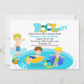 Blue Pool Party All Boys Birthday Uitnodiging (Voorkant)