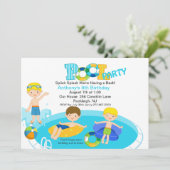 Blue Pool Party All Boys Birthday Uitnodiging (Staand voorkant)