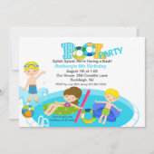 Blue Pool Party Birthday Invitation Kaart (Voorkant)