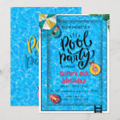 Blue Pool Party Verjaardag Kaart (Voorkant / Achterkant)