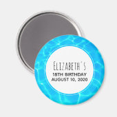 Blue Pool Water Photo Birthday Magneet (Voorkant / Achterkant)