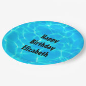 Blue Pool Water Photo Birthday Papieren Bordje (Gekanteld)