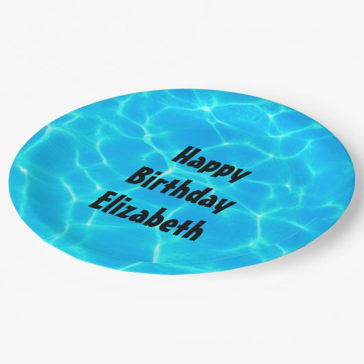 Blue Pool Water Photo Birthday Papieren Bordje (Gekanteld)