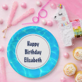 Blue Pool Water Photo Birthday Papieren Bordje (Feest)