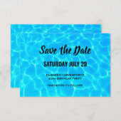 Blue Pool Water Photo Birthday Save The Date (Voorkant / Achterkant)