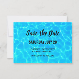 Blue Pool Water Photo Birthday Save The Date