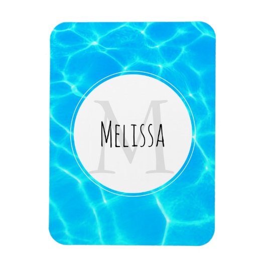 Blue Pool Water Photo Monogram Magneet (Verticaal)
