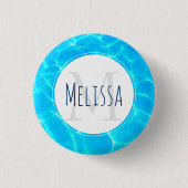 Blue Pool Water Photo Monogram Ronde Button 3,2 Cm (Voorkant)