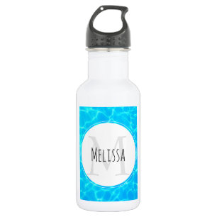 Blue Pool Water Photo Monogram Waterfles