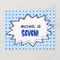 Blue Pop Art Birthday Party Invitation