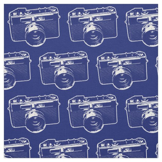 Blue Pop Art Camera Stof (Swatch)