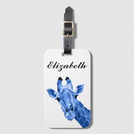 Blue Pop Art Giraffe - Gepersonaliseerd Bagagelabe Bagagelabel (Voorkant (verticaal))