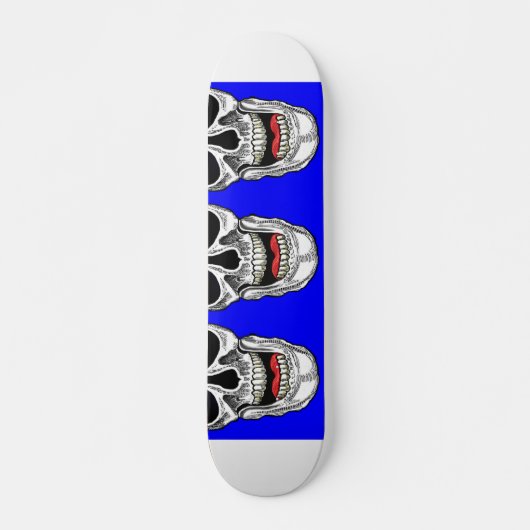 Blue Pop Art Laughing Skulls Persoonlijk Skateboard (Voorkant)