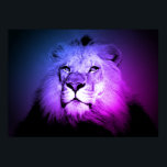 Blue Pop Art Lion - Wild Animal Photography Poster<br><div class="desc">Fotofoto's van zwarte en witte dieren - Leeuw dicht bij de koningsfoto poster - Kunstfotografie van wilde dieren en natuur uit Afrika - foto van Koning leeuw</div>