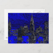 Blue Pop Art New York City Briefkaart (Voorkant / Achterkant)