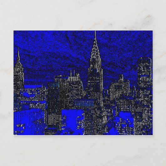 Blue Pop Art New York City Briefkaart (Voorkant)