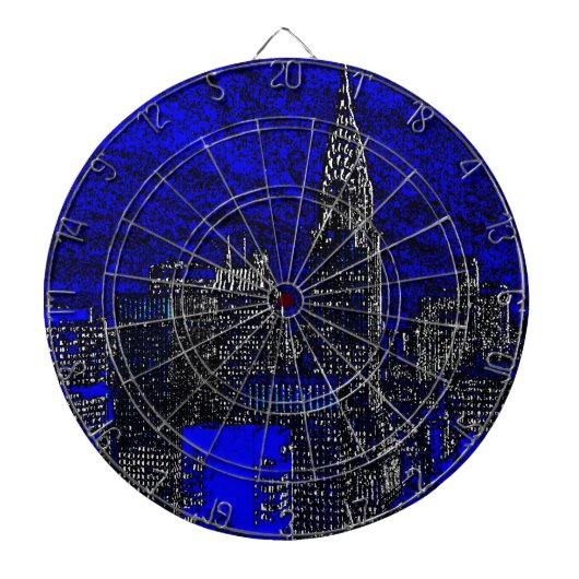 Blue Pop Art New York City Dartbord (Voorkant)