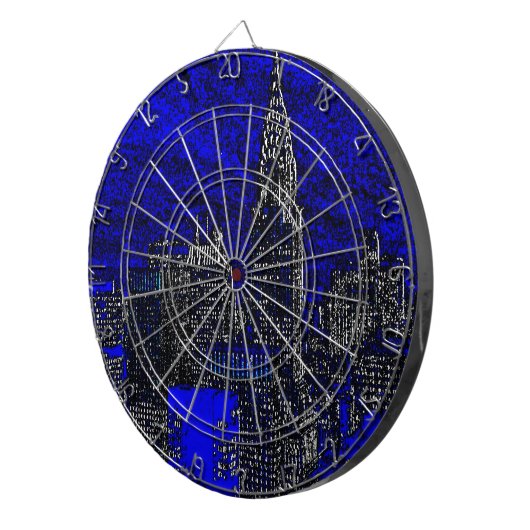 Blue Pop Art New York City Dartbord (Voorkant Rechts)