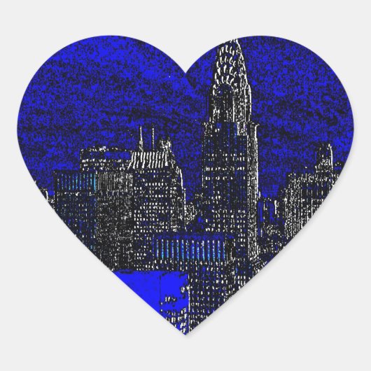 Blue Pop Art New York City Hart Sticker (Voorkant)
