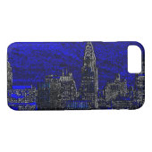 Blue Pop Art New York City iPhone 7 Hoesje (Achterkant (Horizontaal))
