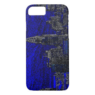 Blue Pop Art New York City iPhone 7 Hoesje