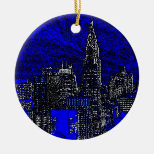 Blue Pop Art New York City Keramisch Ornament