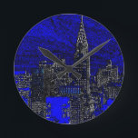 Blue Pop Art New York City Ronde Klok<br><div class="desc">Pop Art Style Manhattan New York City-kunstwerk</div>