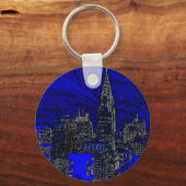 Blue Pop Art New York City Sleutelhanger (Voorkant)