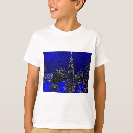 Blue Pop Art New York City T-shirt (Voorkant)