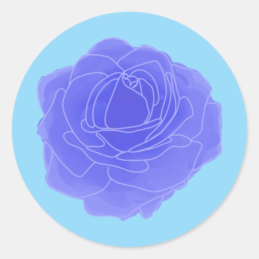 Blue Pop Art Roos Ronde Sticker (Voorkant)