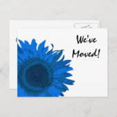 Blue Pop Art Sunflower Change of Address Aankondigingskaart (Voorkant / Achterkant)