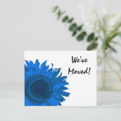 Blue Pop Art Sunflower Change of Address Aankondigingskaart (Staand voorkant)