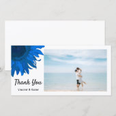 Blue Pop Art Sunflower Hartelijk dank Bedankkaart (Voorkant / Achterkant)