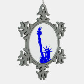 Blue Pop Art Vrijheidsbeeld Tin Sneeuwvlok Ornament (Links)