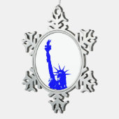 Blue Pop Art Vrijheidsbeeld Tin Sneeuwvlok Ornament (Rechts)