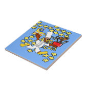 Blue Popcorn Anime Chef Ducky Kazoo Keramische Teg Tegeltje (Zijkant)