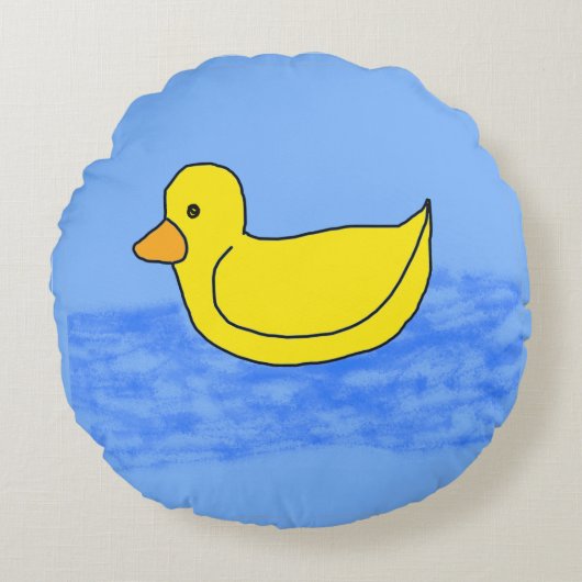 Blue Popcorn Anime Ducky Rond Kussen (Voorkant)