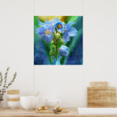 Blue Poppies Bouquet Art Poster/Print Poster (Keuken)