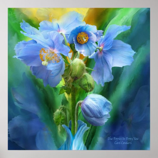Blue Poppies Bouquet Art Poster/Print Poster (Voorkant)