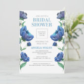 Blue Poppies Bridal Shower-uitnodiging Kaart (Staand voorkant)
