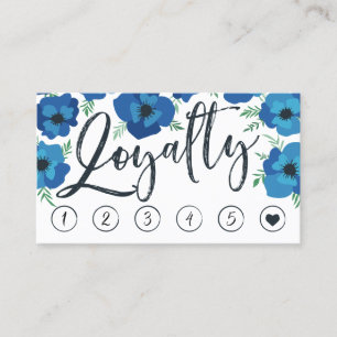 Blue Poppies & Brush Script Loyalty Punch Card