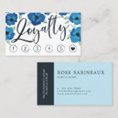Blue Poppies & Brush Script Loyalty Punch Kaart (Voorkant / Achterkant)