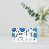 Blue Poppies & Brush Script Loyalty Punch Kaart (Staand voorkant)