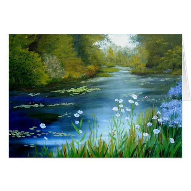 Blue Poppies Card (Voorkant Horizontaal)